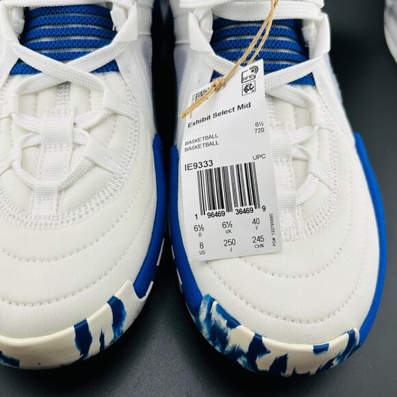Adidas Women’s Exhibit Select Mid Basketball Shoes — White/Blue Marble — Size 8 - Picture 3 of 8